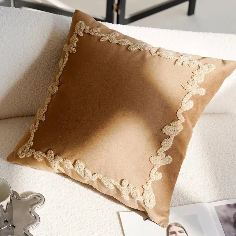 Vintage Nordic Throw Pillow Cover, Creme Light, Luxo Sofá Almofada, Cintura Cover, Simples Fronha Decorativa, Marrom, 45x45cm