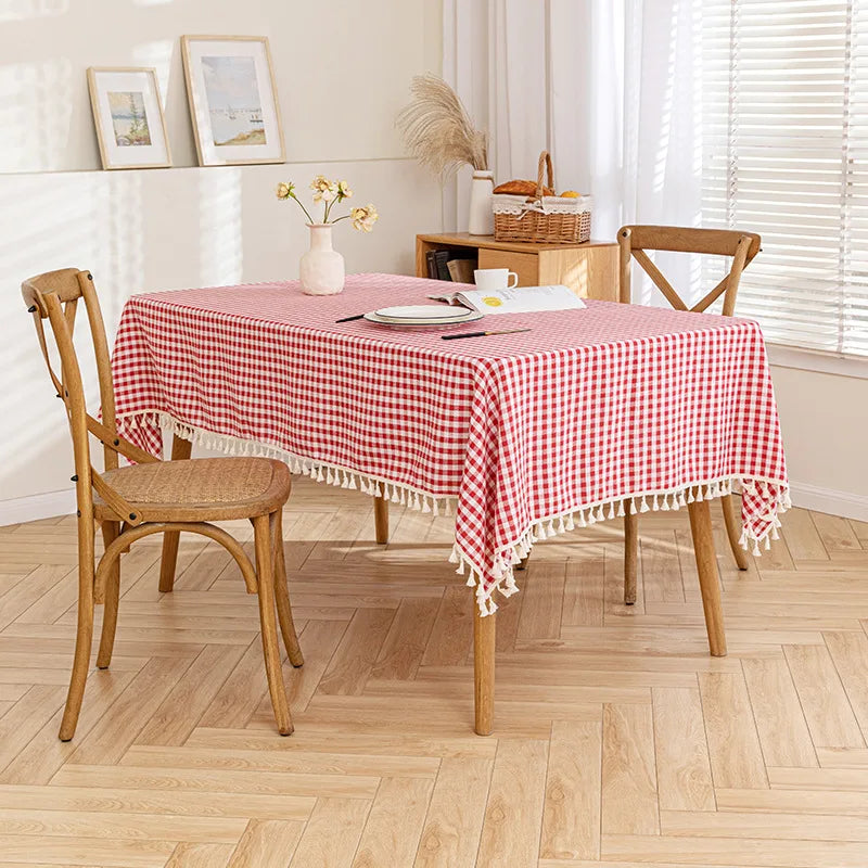 Toalha de mesa xadrez cozinha, casamento, toalha de mesa de férias decoração, toalha de mesa geométrica de piquenique de algodão boêmio ao ar livre
