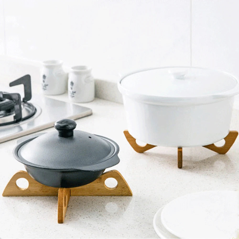 Suporte de bambu Cross Pot, Trivet Pan Rack, isolamento térmico, suporte de madeira anti-calor, dispositivo de cozinha, 1 Pc