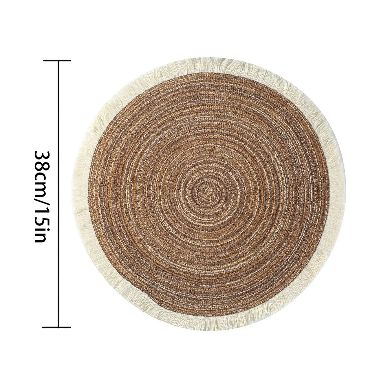 4 pçs/set venda quente franja eco-friendly casa antiderrapante estilo morden mesa tecido placemats poliéster tapete redondo
