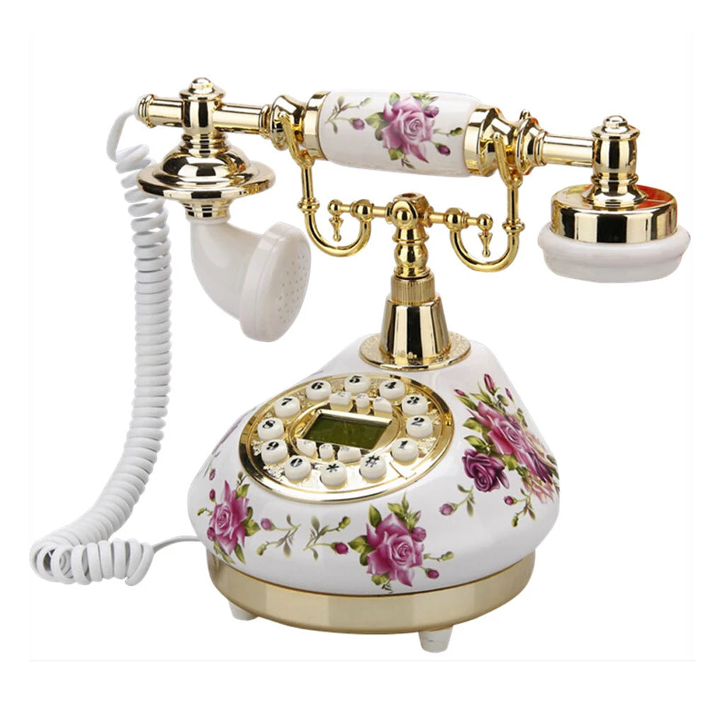Telefone fixo retrô com fio para casa/escritório/hotel, telefones antigos de cerâmica da china, decoração de moda antiga, telefone de mesa