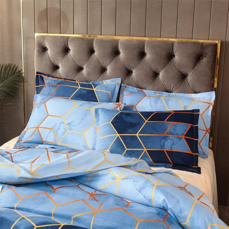 Conjunto de Cama Geométrico Mármore - Elegância - Casa Ornato