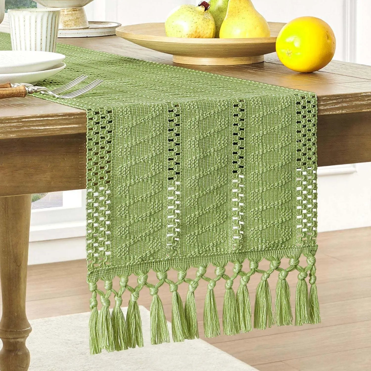 Corredor de mesa boho, corredor de mesa rústico macrame com borlas para casamento, hotel, fazenda, banquete, evento, decoração de jantar