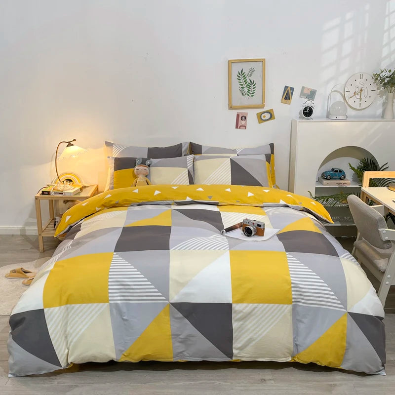 Conjunto de capa de edredom com padrão de linhas abstratas, conjunto de cama geométrica moderna, 100% algodão, capa de edredom amigável à pele com 2 fronhas