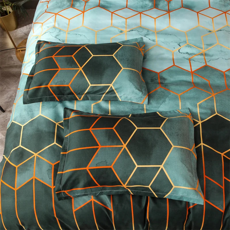 Conjunto de Cama Geométrico Mármore - Elegância - Casa Ornato