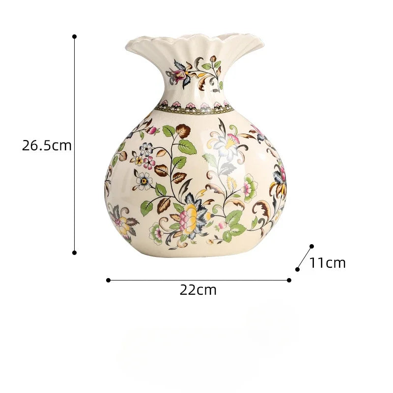 Vaso de Cerâmica Decorativo com Estampa Floral - Casa Ornato