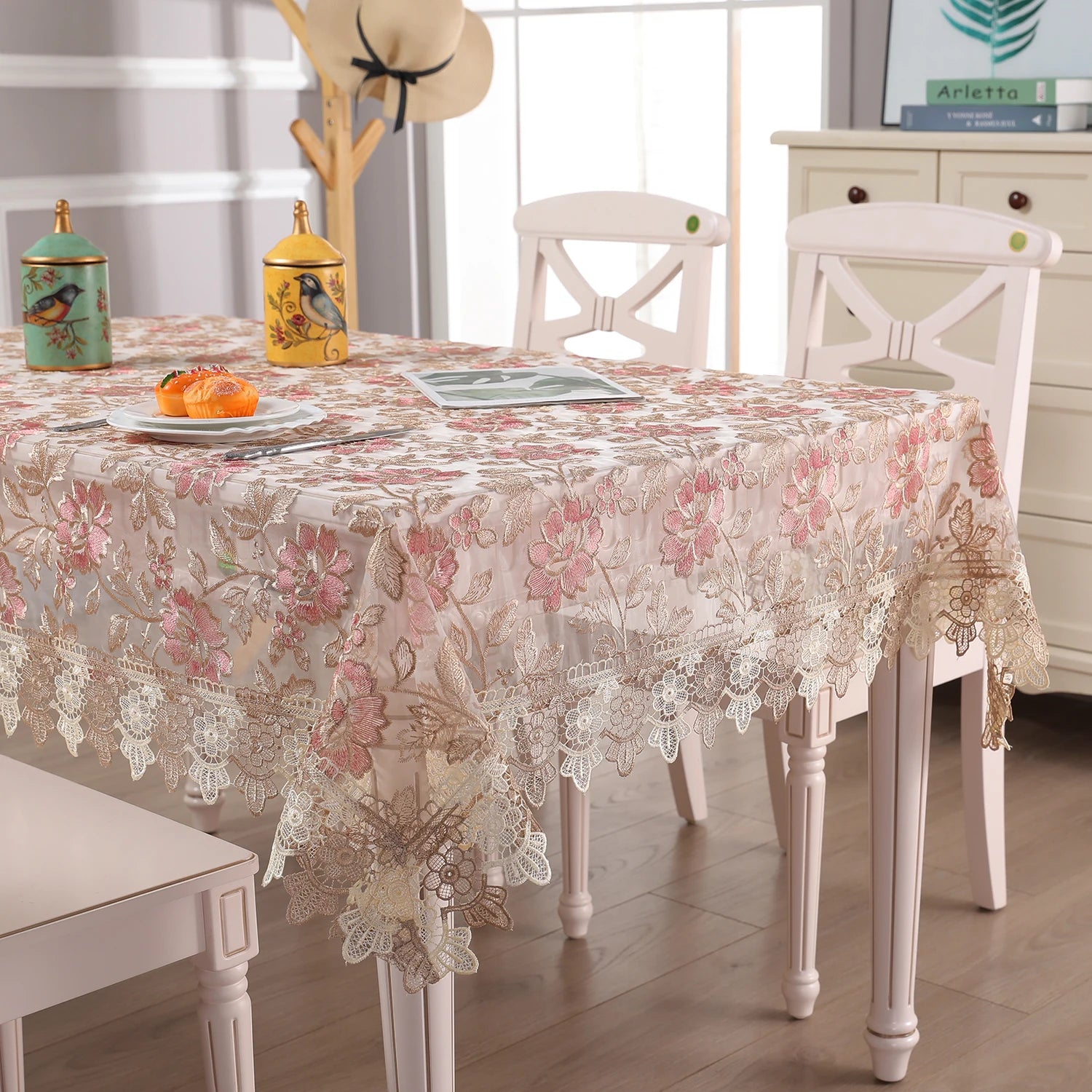 Battilo capa de mesa de renda redonda retangular toalha de mesa de café bordada de luxo para mesa de jantar casamento decoração de casa