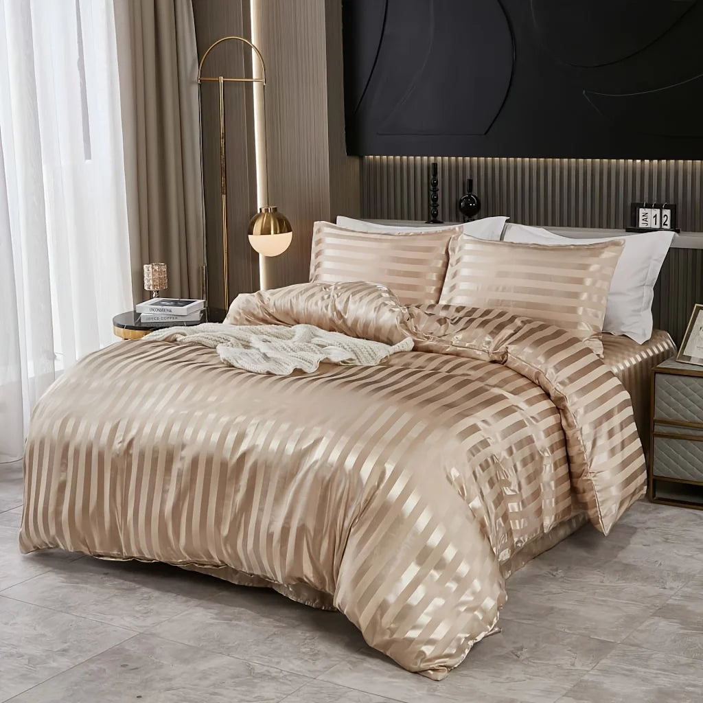 Maison Stripe – Coleção de Luxo em Cetim 3 Peças - Casa Ornato