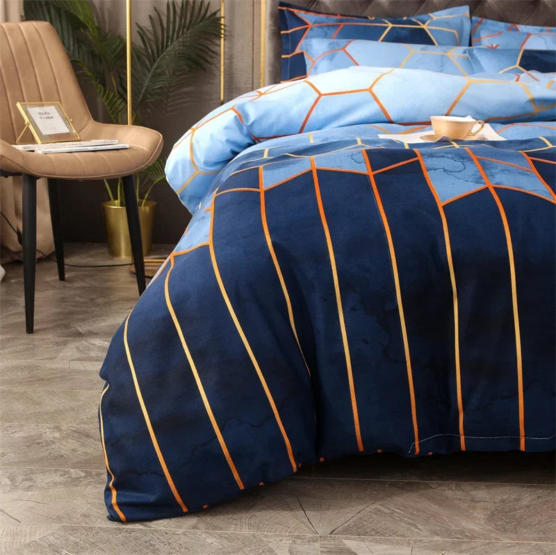 Conjunto de Cama Geométrico Mármore - Elegância - Casa Ornato