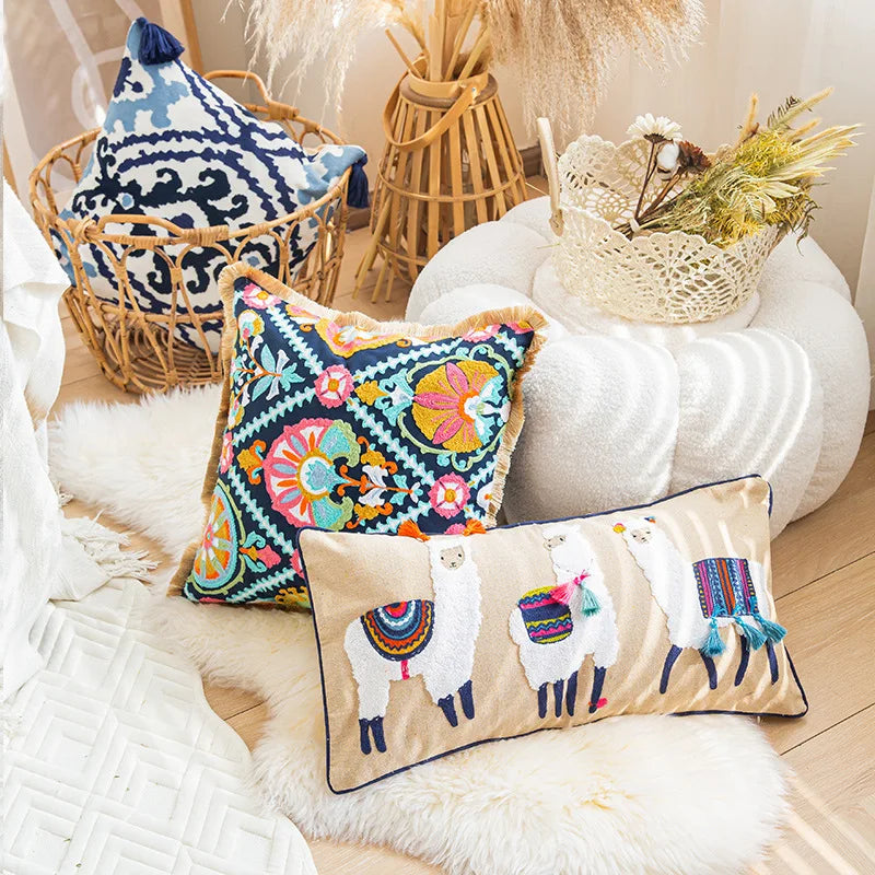 Almofada de alpaca indiana para cadeira de escritório, fronhas coloridas, decoração criativa, sofá, decoração do quarto