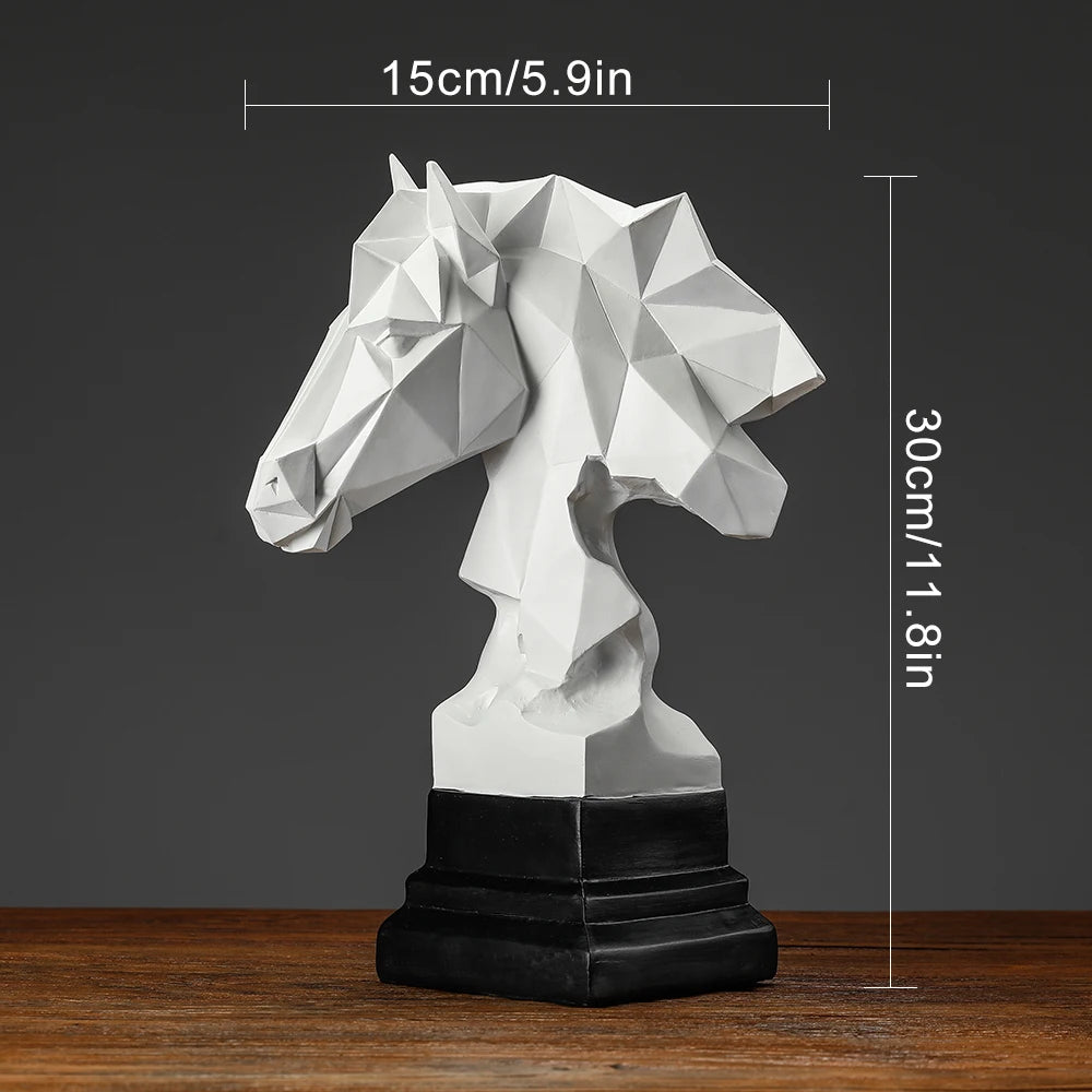 Escultura Cabeça de Cavalo para Decoração Interior, Figura De Cavalo Colecionável, Ornamento De Resina, Arte Exclusiva, Poligonal, 1PC