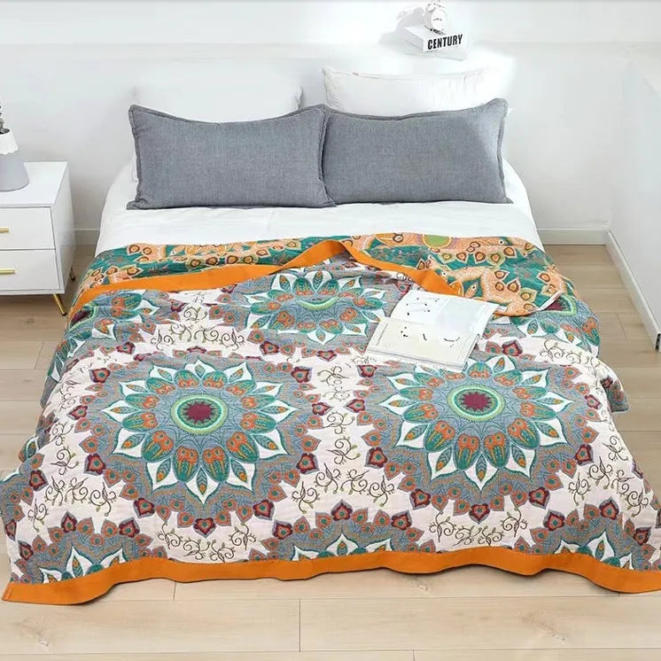 Europeu macio sofá cobertor colcha boho sofá toalha verão cobertor lance 100% algodão folha de cama dupla capa legal colcha