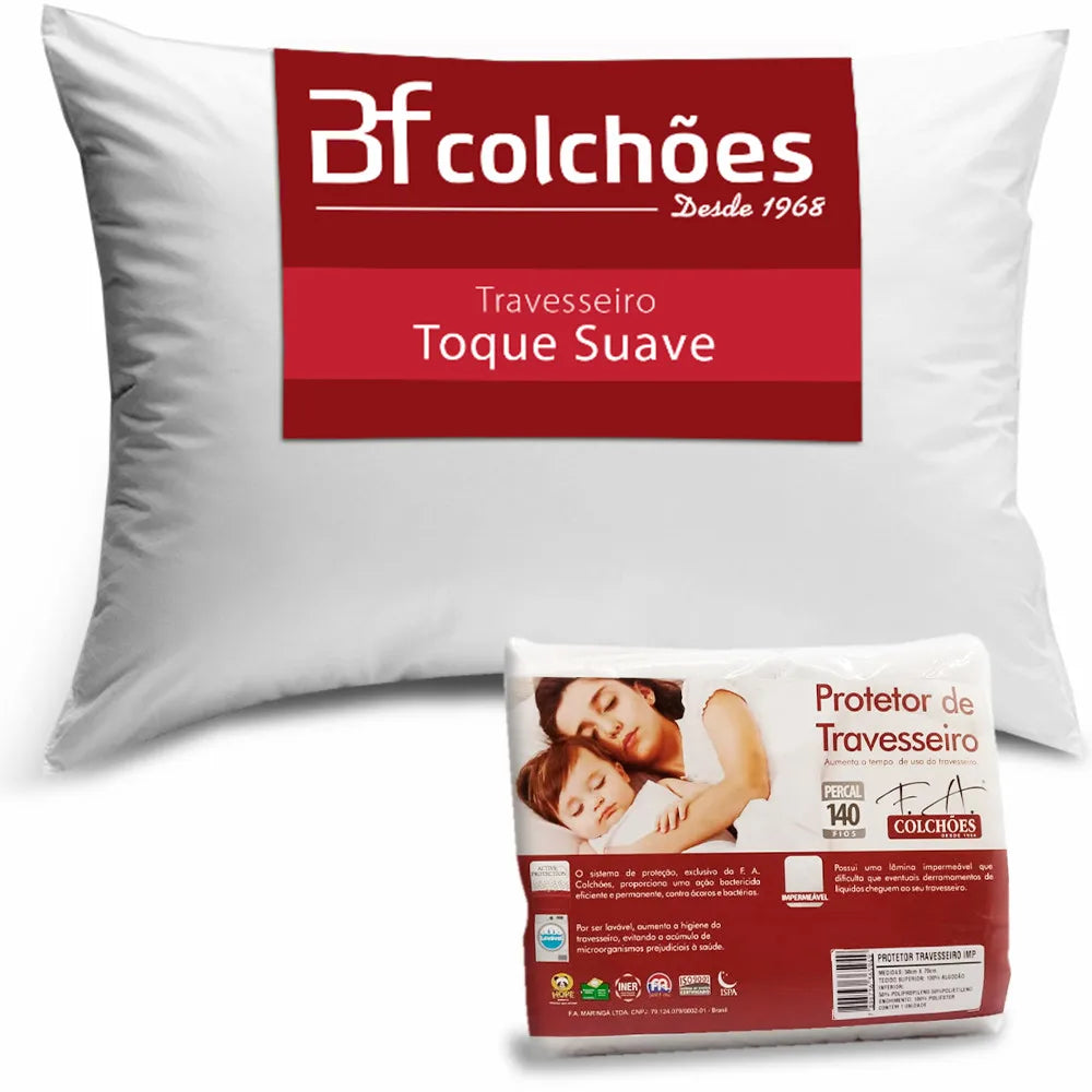 Kit Elegance: Travesseiro Antialérgico e Protetor Impermeável - Casa Ornato