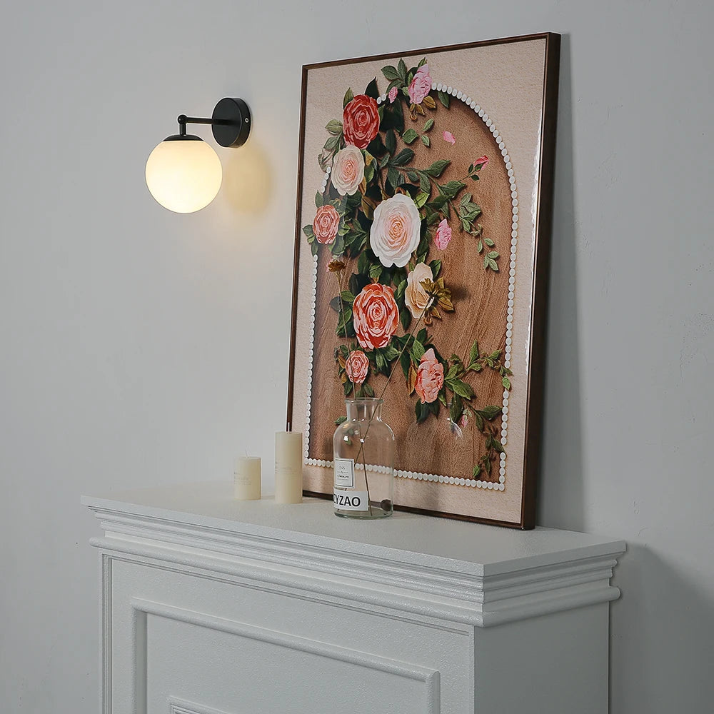 Pós moderno lua lâmpada bola de vidro luz parede branco preto decoração do quarto para casa interior arandela led luzes da noite luminárias