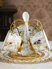 Conjunto de Chá em Cerâmica com Borda Dourada, Estilo Britânico, para Uso Doméstico, Design Criativo Europeu, Seguro para Lav...