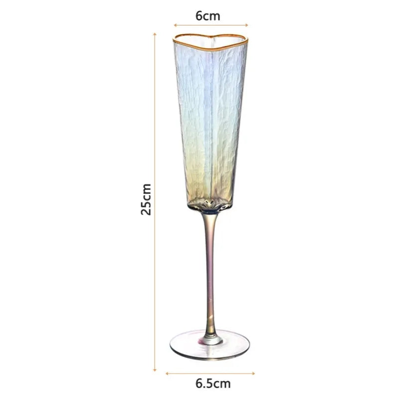 Copo bebendo do vinho em forma de coração, Cálice dourado, durável, festa em casa, moda clube
