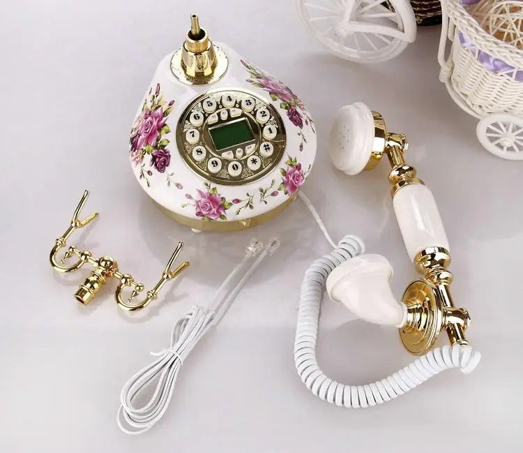 Telefone fixo retrô com fio para casa/escritório/hotel, telefones antigos de cerâmica da china, decoração de moda antiga, telefone de mesa