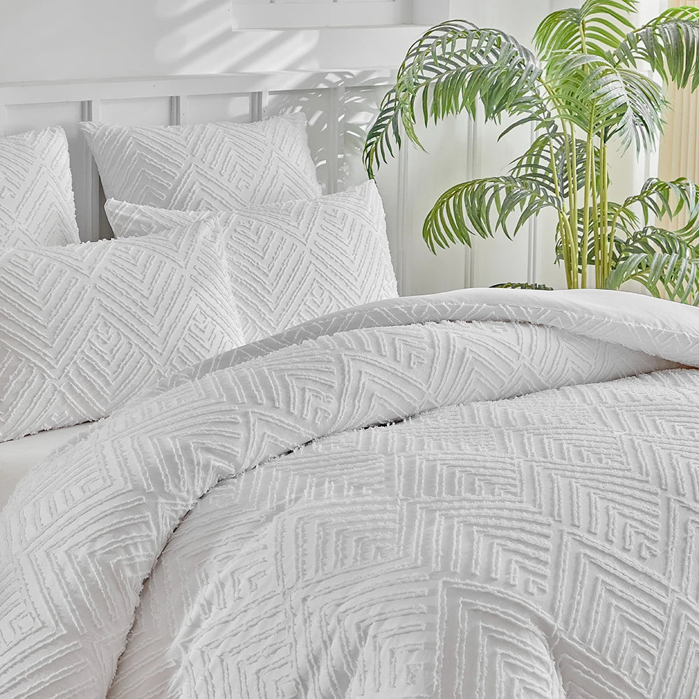 Elegância Textural: Conjunto de Edredom e Fronhas - Casa Ornato