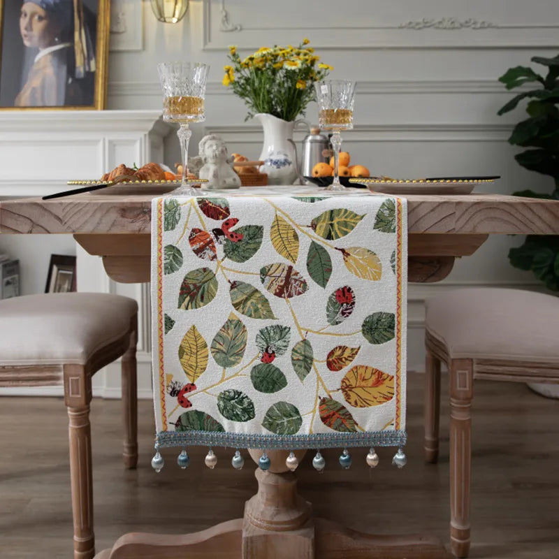 Nordic luxo jacquard corredor de mesa com borla poliéster capa de mesa corredor decoração para festival evento decoração para casa