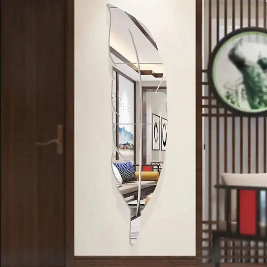 Adesivo Espelho Decorativo Pena Prateada - Casa Ornato