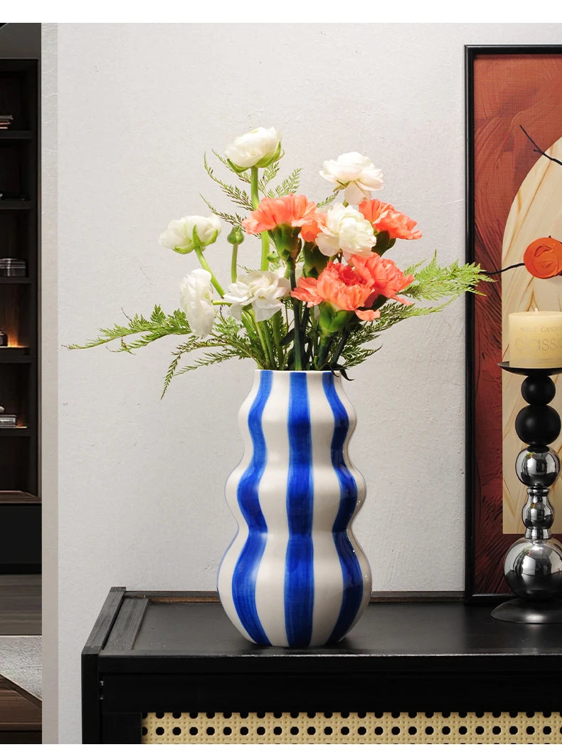 Listras coloridas criativo vaso de cerâmica vasos de plantas decoração de mesa ornamentos arranjo de flores vaso floral decoração estética do quarto