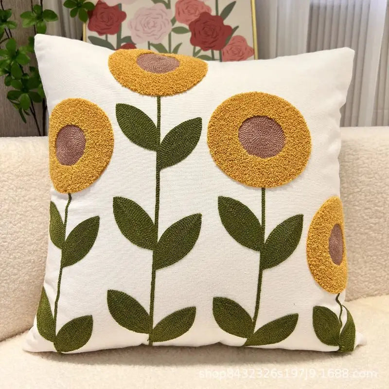 Lona floral bordado capa de almofada algodão 45x45 campo stely fronha ornamental para sala estar luxo decoração casa