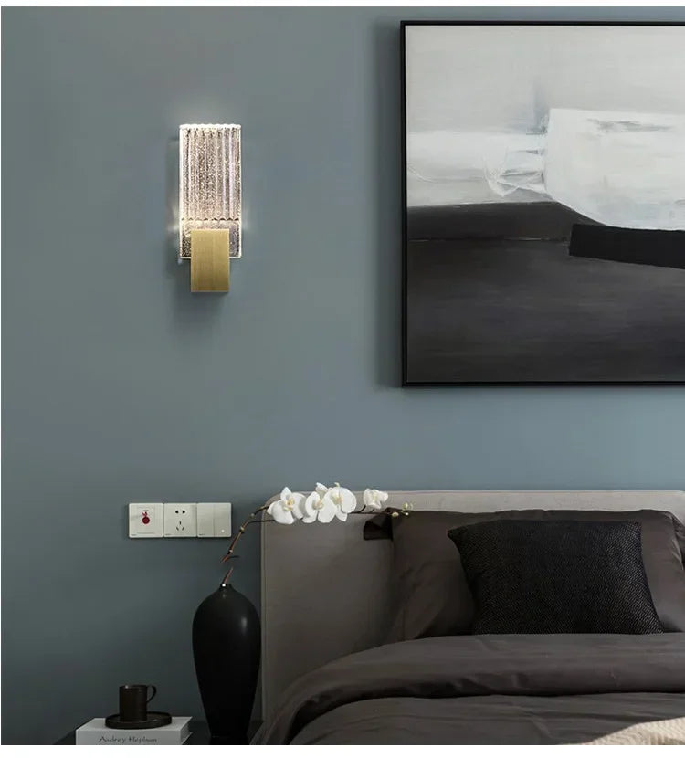 Simples e moderno lâmpada de parede vidro criativo estudo quarto cama luz luxo decoração corredor sala estar fundo parede luzes led