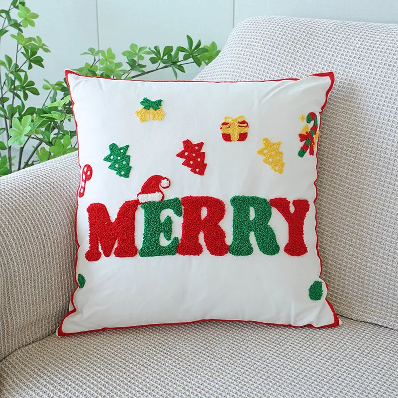 Natal Plush Lance Travesseiro Capa, Estampagem Férias Cintura Capa de Almofada, Casa Fronha Decorativa, Decoração Ano Novo, 45x45cm