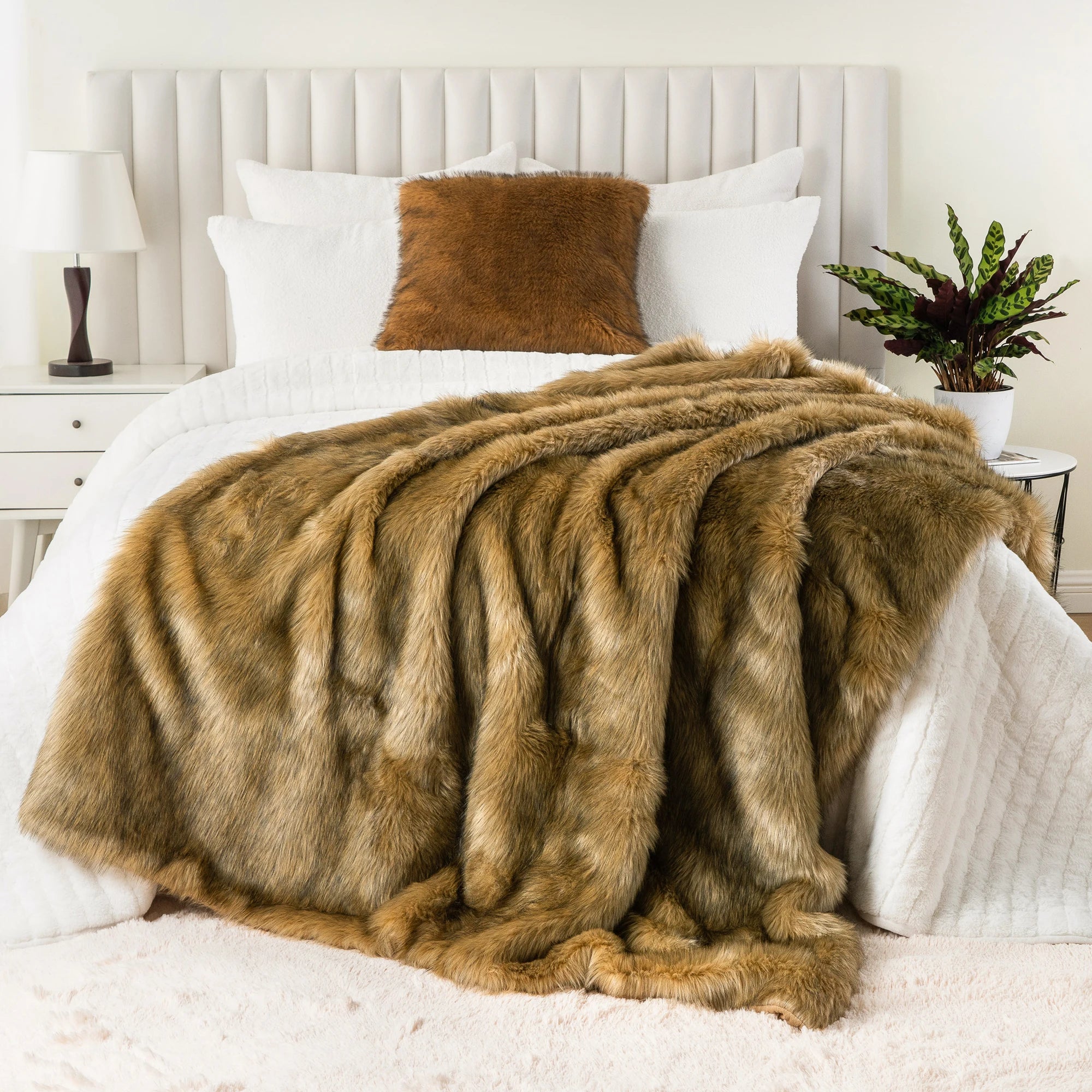 Battilo cobertor de pele sintética xadrez lance para sofá luxo pele de raposa lance cobertor inverno quente fofo cobertores macios colcha na cama