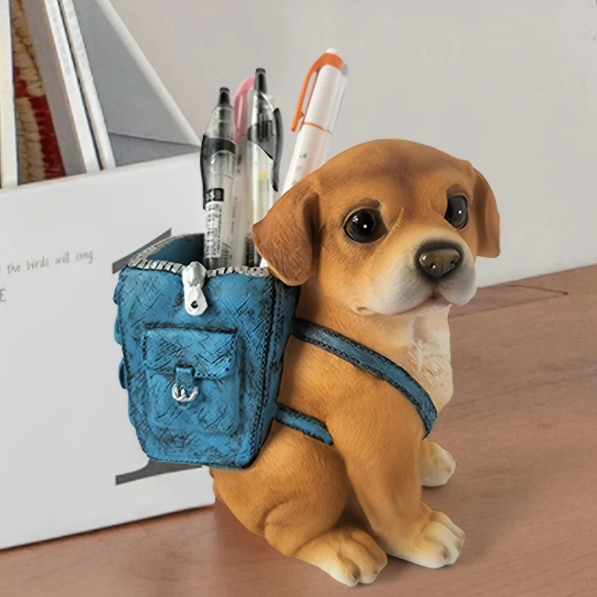 Suporte de caneta de cachorro fofo – decoração de mesa de resina para escritórios e casas, presente de aniversário perfeito para estudantes e adultos jovens