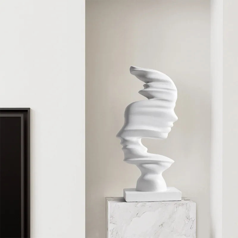 Escultura Abstrata de Rosto em Resina - Casa Ornato