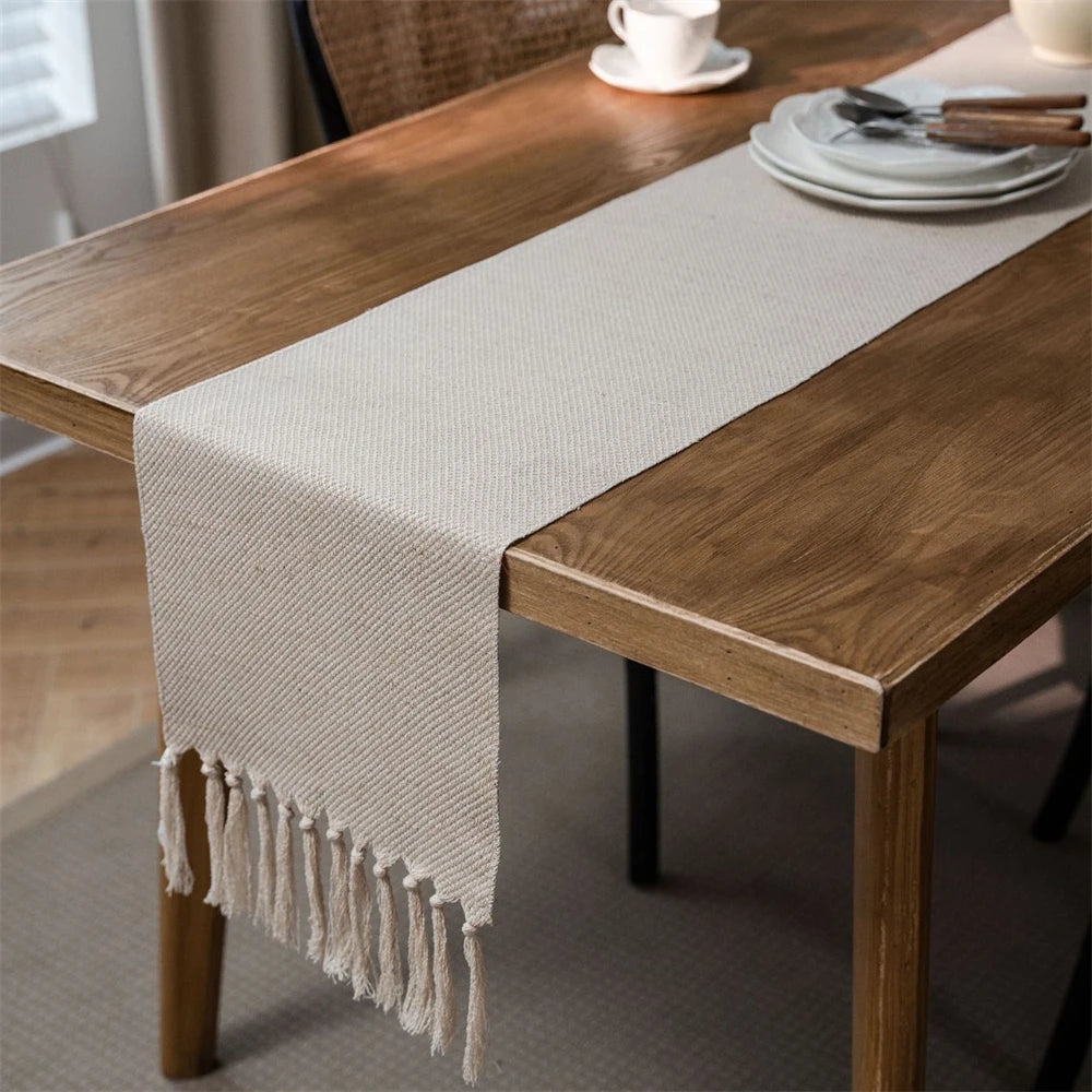 Corredor de mesa verde nórdico jacquard geométrico bandeira de mesa franja chá país toalha de mesa corredores para mesa de jantar capa decoração