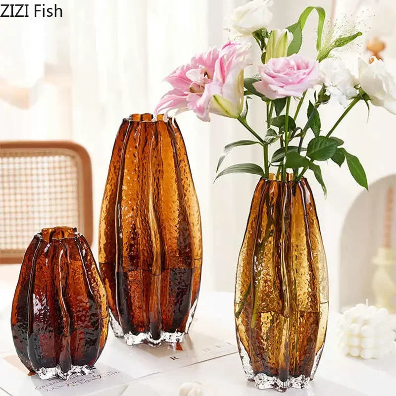 Imite carambola vaso de vidro hidroponia vasos de flores forma carambola vasos flores artificiais decorativo arranjo floral