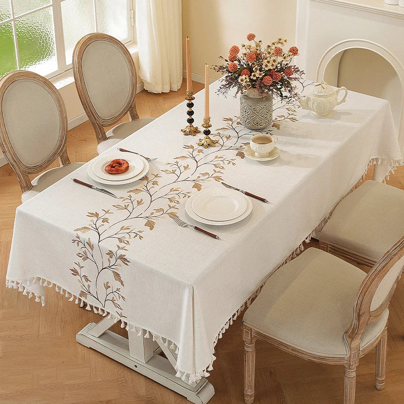 Toalha de mesa retangular redonda de linho batilo, toalha de mesa à prova d'água para jantar, mesa de café, cozinha, decoração de sala