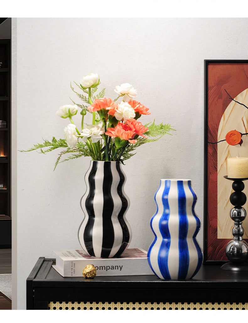 Listras coloridas criativo vaso de cerâmica vasos de plantas decoração de mesa ornamentos arranjo de flores vaso floral decoração estética do quarto
