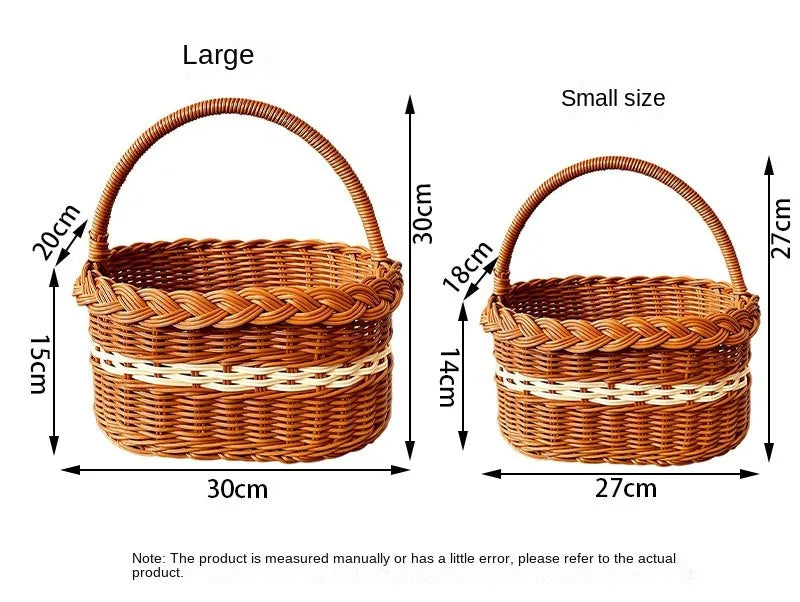 Cestas de compras grandes cesta de armazenamento de frutas e vegetais com alça cestas de roupas de lavanderia cesta de vime