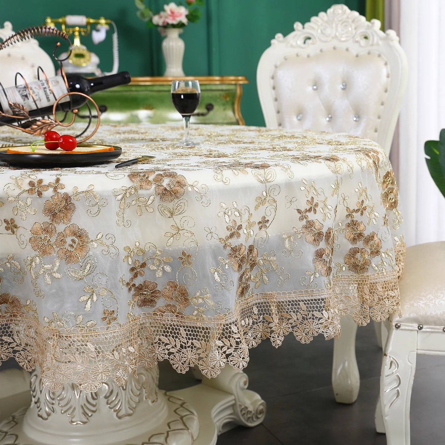 Battilo-Toalha De Mesa De Renda Bordada Retangular, Cobertura De Mesa De Luxo, Toalhas De Mesa De Café, Mesas De Jantar, Casa, Decoração De Casamento
