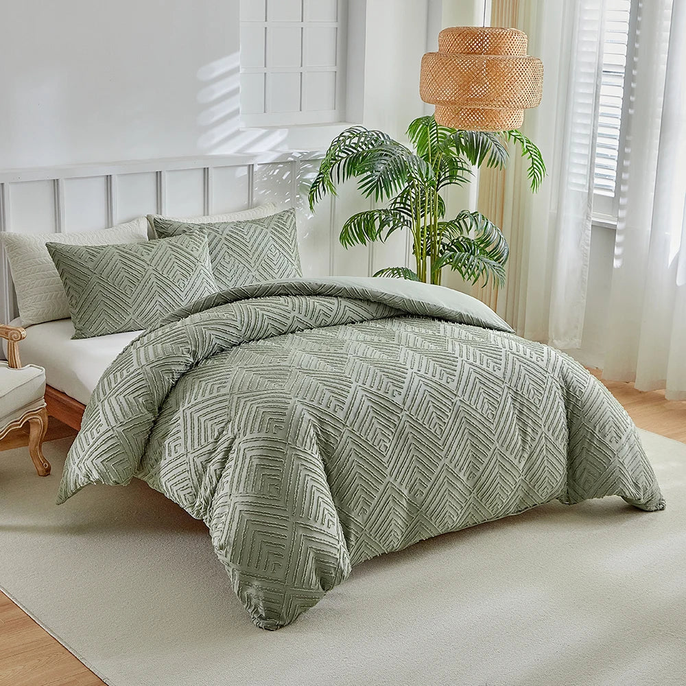 Elegância Textural: Conjunto de Edredom e Fronhas - Casa Ornato
