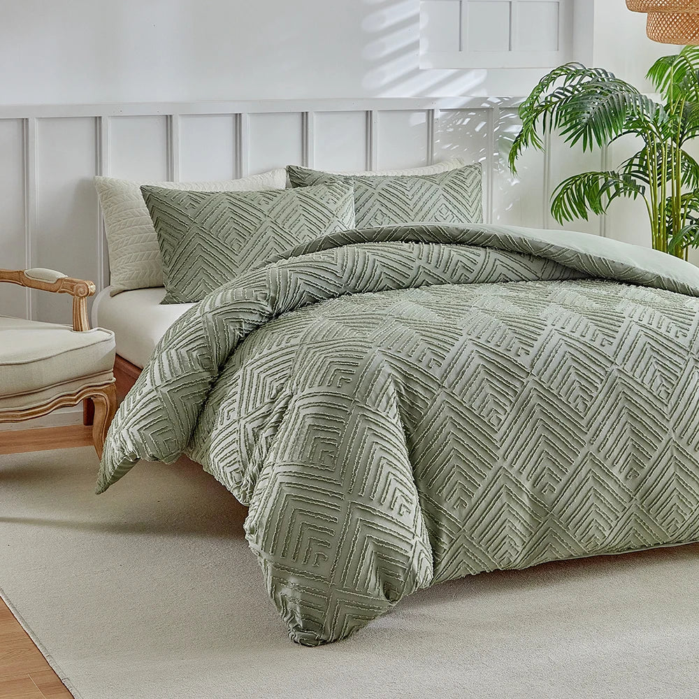 Elegância Textural: Conjunto de Edredom e Fronhas - Casa Ornato