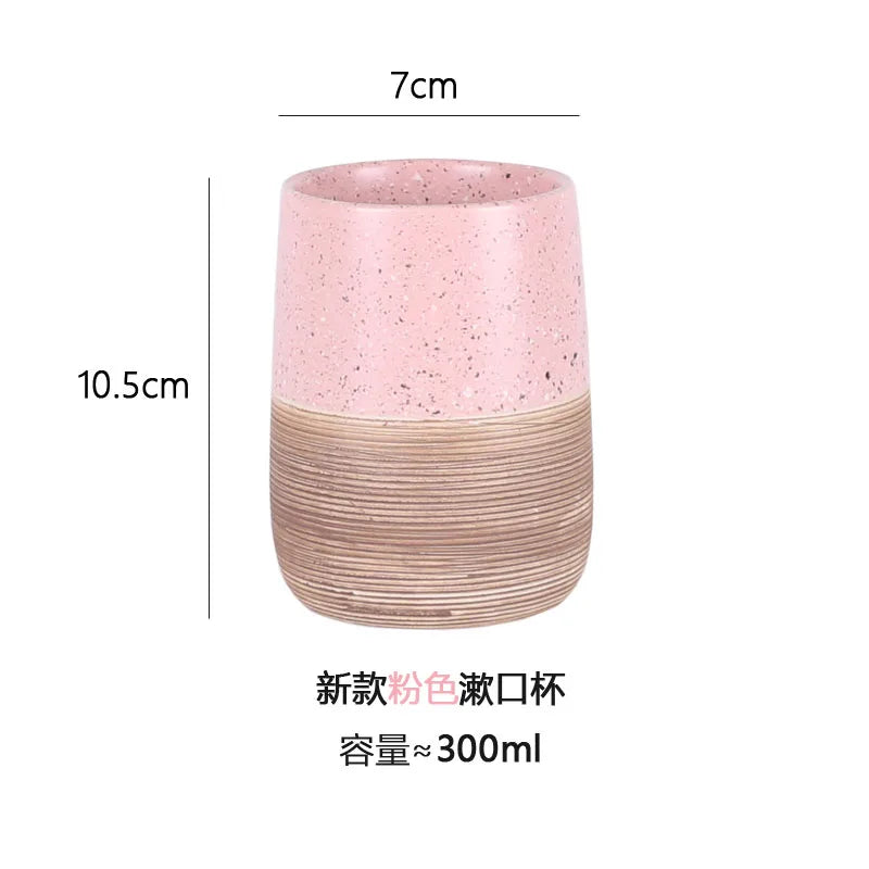 Suporte de escova de dentes de cerâmica rosa, copo de boca, dispensador de saboneteira, garrafa de loção, acessórios de banheiro, dispensador de sabão