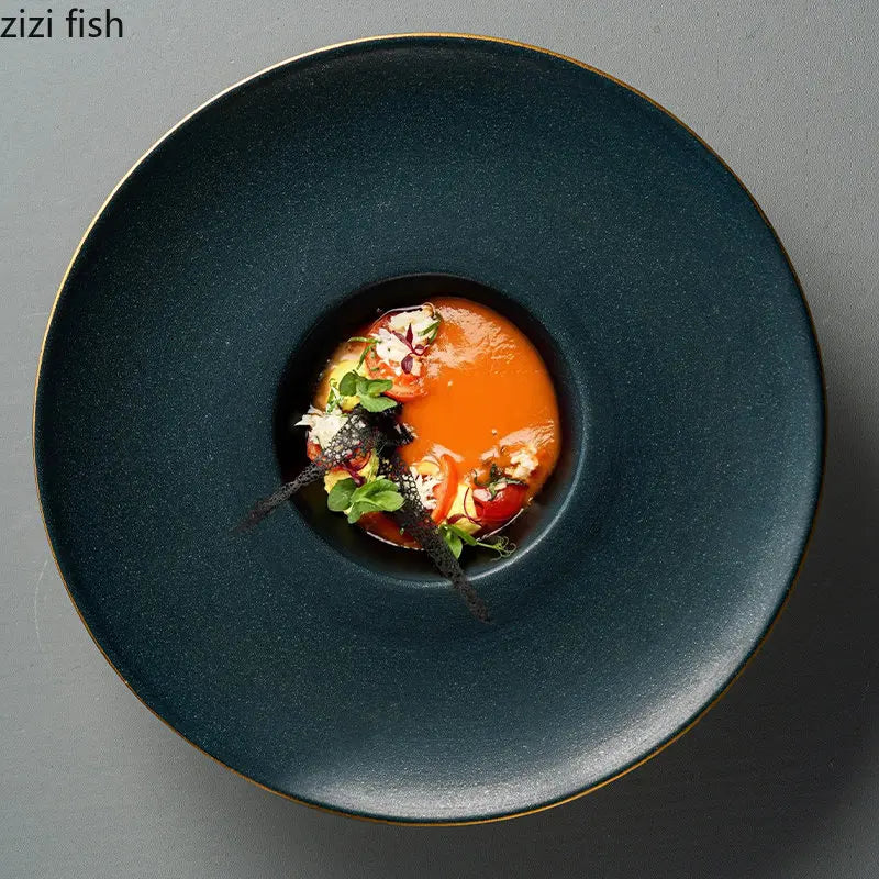 Chapéu de palha cerâmica placa de jantar prato de sopa prato de macarrão pratos ocidentais servindo pratos sobremesa tigela prato de frutas salada bandeja lanche