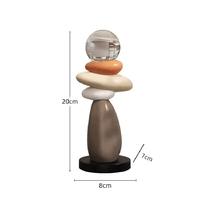 Escultura Moderna de Pedras com Esfera de Cristal - Casa Ornato