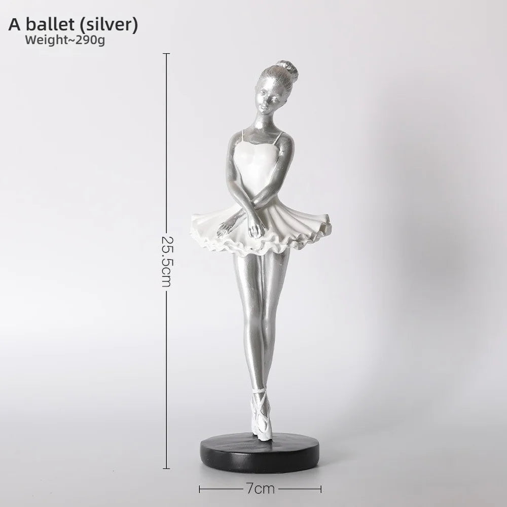 Estátua de resina para balé e menina, estatueta fofa de dançarina para decoração de quarto infantil, presente de aniversário, arte colecionável para amantes de balé