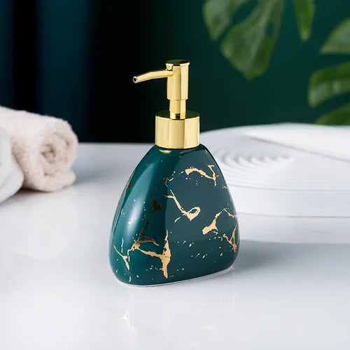 Acessórios do banheiro conjunto mármore ouro padrão cerâmica creme dental dispensador sabão caixa toothbrush titular banheiro copo loção garrafa