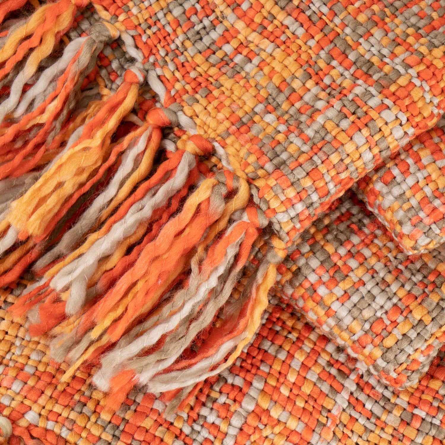 Battilo-Laranja Cobertor Boho com Borlas, cabo colorido cobertores de malha para cama, sofá decorativo outono, decoração para casa