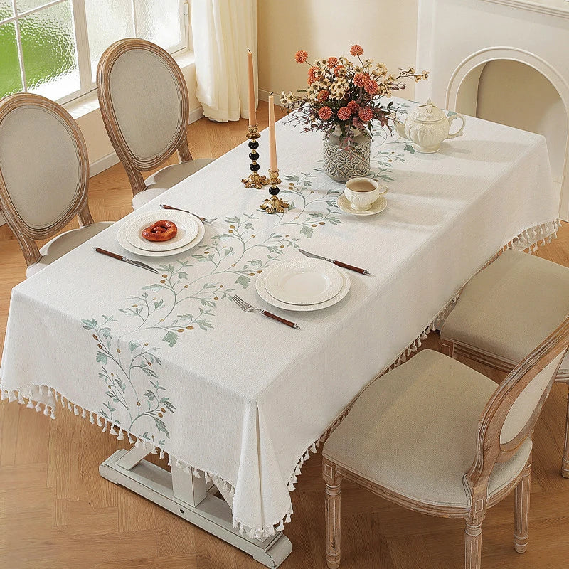 Toalha de mesa retangular redonda de linho batilo, toalha de mesa à prova d'água para jantar, mesa de café, cozinha, decoração de sala
