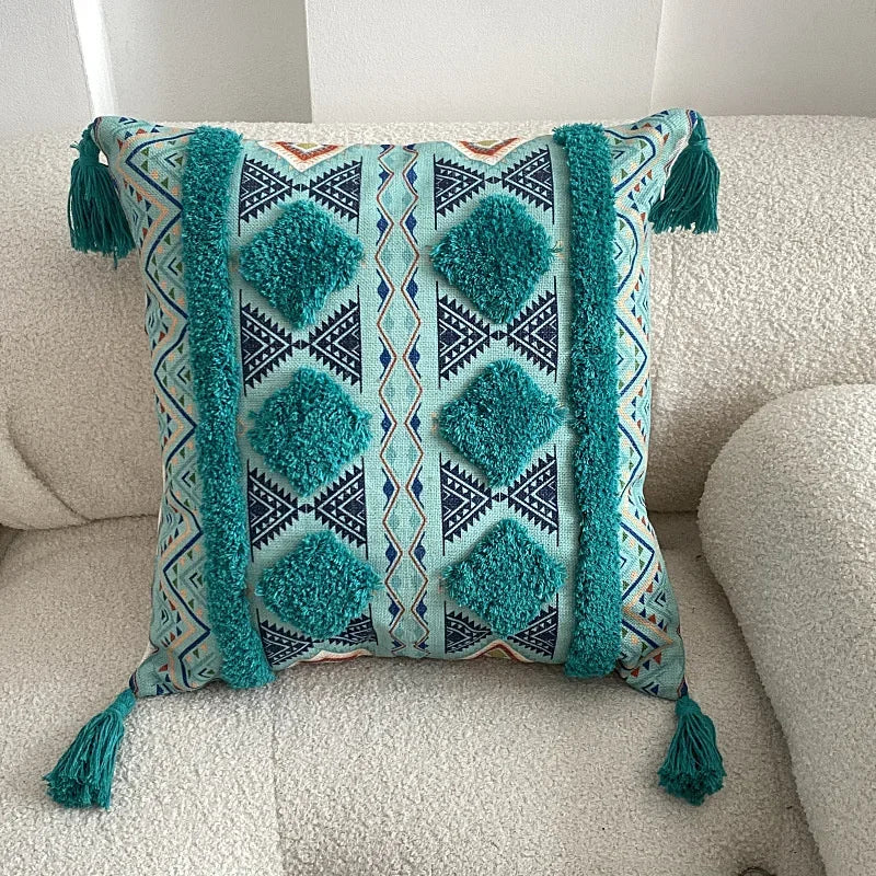 Boho adornado Lance Travesseiro Capa, Handwoven Stripes, Algodão Quadrado Almofada Cobre, Tribal Bohemian