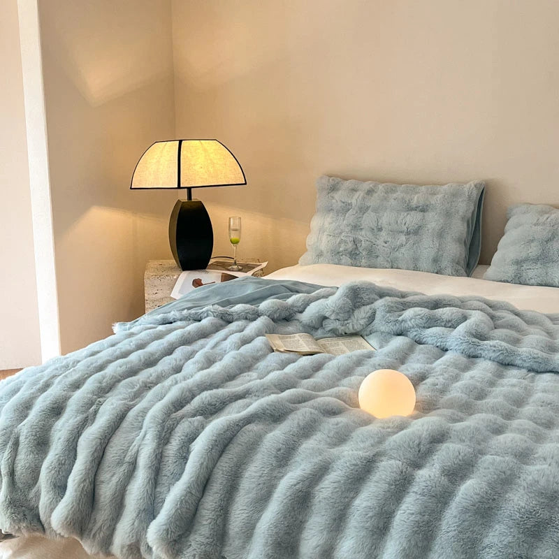 Cobertor luxuoso de pele sintética de coelho, cobertor macio de inverno para casa, cama, sofá, 100x150cm, 150x200cm, 200x230cm