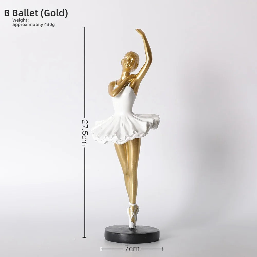 Estátua de resina para balé e menina, estatueta fofa de dançarina para decoração de quarto infantil, presente de aniversário, arte colecionável para amantes de balé