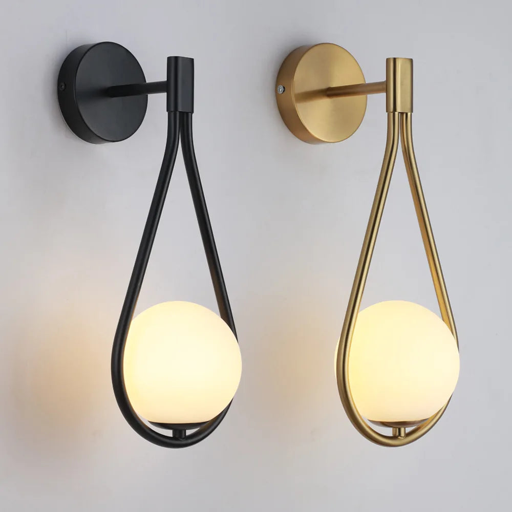 Nordic criativo luxo bola de vidro conduziu a lâmpada parede sala estar metal moderno e minimalista cabeceira luz parede quarto luminárias